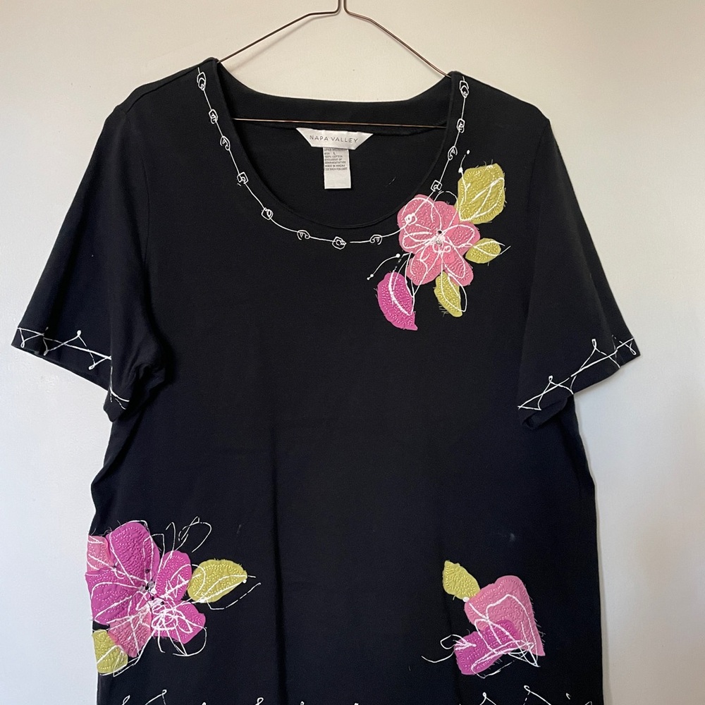 Elegant Black Top with Floral Embroidery